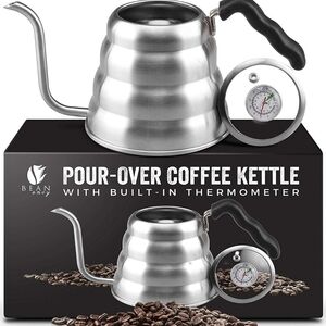 Silver and Black Gooseneck Kettle for Coffee & Tea New In Box